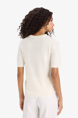 Regular Fit Crew Neck Short Sleeve Knitwear Sweater