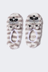 Boys Raccoon Themed Striped Flat Sole Home Slippers