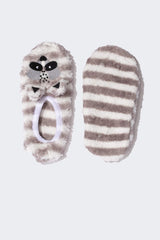 Boys Raccoon Themed Striped Flat Sole Home Slippers