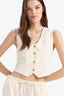 Regular Fit V Neck Linen Blend Blazer Vest