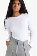 Slim Fit Slim Cut Crew Neck Basic Plain Long Sleeve T-Shirt