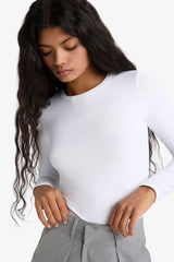 Slim Fit Slim Cut Crew Neck Basic Plain Long Sleeve T-Shirt