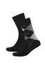 Mens Seamless Diamond Pattern Ultra Soft 2-Pack Bamboo Premium Long Socks