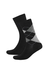 Mens Seamless Diamond Pattern Ultra Soft 2-Pack Bamboo Premium Long Socks