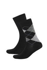Mens Seamless Diamond Pattern Ultra Soft 2-Pack Bamboo Premium Long Socks