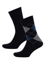 Mens Seamless Diamond Pattern Ultra Soft 2-Pack Bamboo Premium Long Socks