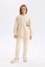 Girls 2-Piece Set Printed Sweatshirt with Elastic Waistband and Tracksuit Bottoms