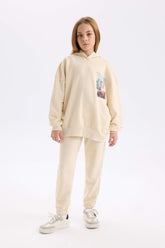 Girls 2-Piece Set Printed Sweatshirt with Elastic Waistband and Tracksuit Bottoms