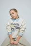 Girls Oversize Wide-Mould Crew Neck Printed Sweatshirt with Soft Furry Inside
