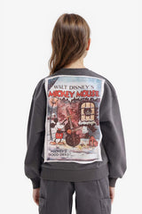 Girls Disney Mickey Mouse & Friends Oversize Wide-Mould Hooded Back Printed Sweatshirt