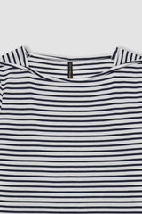 Regular Fit Boat Neck Striped Short Sleeve T-Shirt