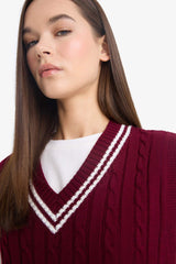Regular Fit V-Neck Cable Knit Sweater