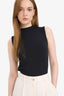 Crew Neck Sleeveless Black Tank Top