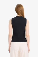 Crew Neck Sleeveless Black Tank Top