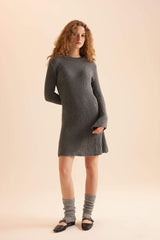 A Cut Bike Collar Long Sleeve Mini Sweater Dress