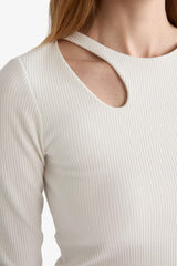 Slim Fit Narrow Cut Crew Neck Ribbed Long Sleeve T-Shirt