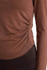 Slim Fit Narrow Cut Boat Neck Long Sleeve Blouse