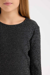 Girls 2-Piece Set Shiny Fabric Long Sleeve Top Bell-bottom