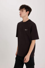 Boxy Fit Crew Neck Non-Ironing Breathable Printed Short Sleeve Heavy Fabric T-Shirt