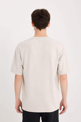 Boxy Fit Crew Neck Non-Ironing Breathable Printed Short Sleeve Heavy Fabric T-Shirt