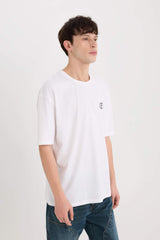 Oversize Fit Crew Neck Slogan Print T-Shirt
