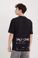 Boxy Fit Crew Neck Back Printed Short Sleeve T-Shirt