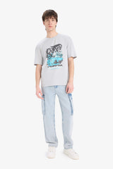 100% Cotton Boxy Fit Crew Neck Printed Short Sleeve T-Shirt