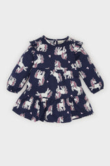 Baby Girl Unicorn Printed Long Sleeve Sweat Dress