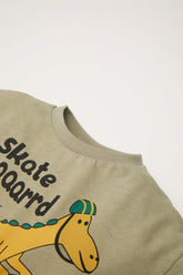 Men's Baby Cycling Collar Dinosaur Printed Long Sleeve T-Shirt