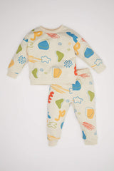 Baby Boy 2-Piece Set Patterned Thin Sweatshirt Bottom