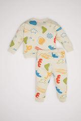 Baby Boy 2-Piece Set Patterned Thin Sweatshirt Bottom