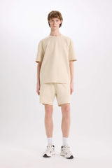 Boxy Fit Crew Neck Printed Heavy Fabric T-Shirt