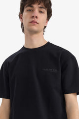 Boxy Fit Crew Neck Printed Heavy Fabric T-Shirt