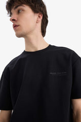 Boxy Fit Crew Neck Printed Heavy Fabric T-Shirt