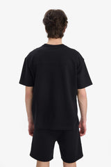 Boxy Fit Crew Neck Printed Heavy Fabric T-Shirt