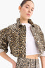 Oversize Fit Animal Patterned Gabardine Long Sleeve Shirt