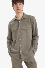 Regular Fit Polo Collar Cotton Long Sleeve Shirt