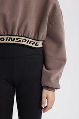 Girls Crop Crew Neck Printed Sweatshirt with Soft Fleece Lining