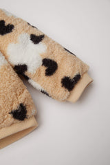 Baby Girl Crew Neck Heart Patterned Soft Furry Inside Welsoft Plush Sweatshirt