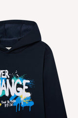 Boys Hooded Printed Sweatshirt with Soft Fleece Lining