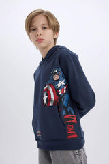 Boys Marvel Hooded Kangaroo Pocket Sweatshirt