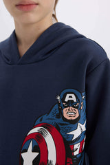 Boys Marvel Hooded Kangaroo Pocket Sweatshirt