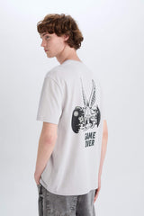 T-shirt with a round neck, with a print, straight cut, Looney Tunes