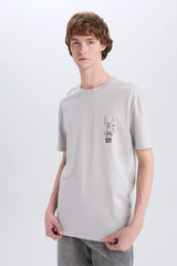 T-shirt with a round neck, with a print, straight cut, Looney Tunes