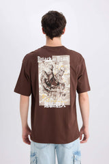 100% Cotton Attack on Titan Boxy Fit Crew Neck Back Printed Short Sleeve T-Shirt