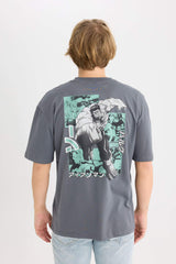 100% Cotton Marvel Boxy Fit Crew Neck Back Printed Short Sleeve T-Shirt