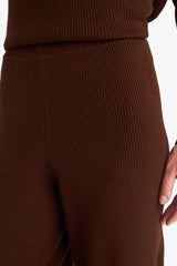 Knitted Trousers Regular Fit Basic Straight Elastic Waist Straight Leg