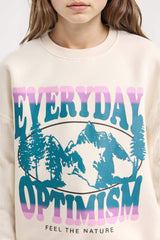 Girls Relax Fit Crew Neck Printed Sweatshirt