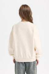 Girls Relax Fit Crew Neck Printed Sweatshirt