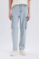 Relax Fit Wide Leg Cotton Trousers